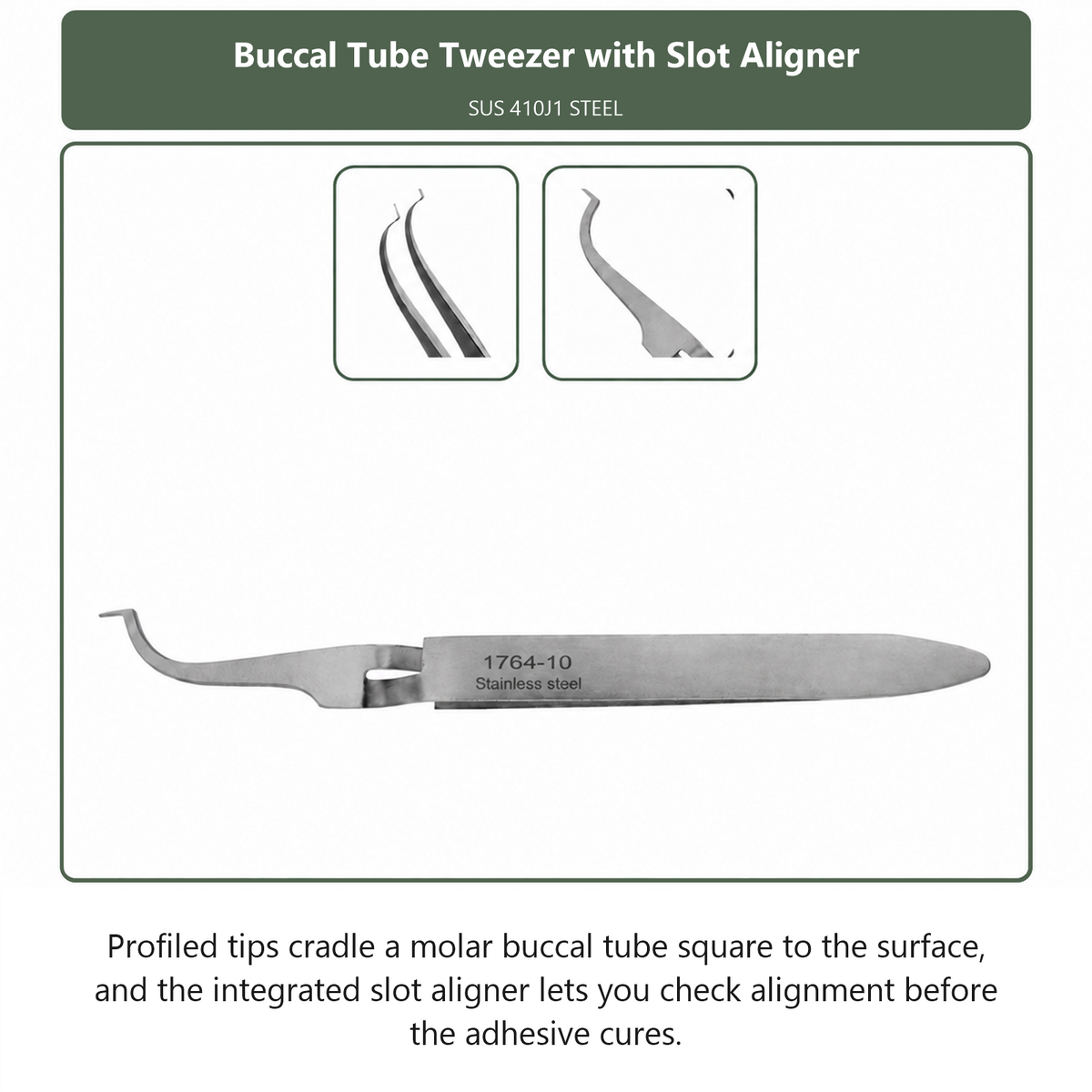Buccal Tube Tweezer with Slot Aligner, dental instrument by InstruDental