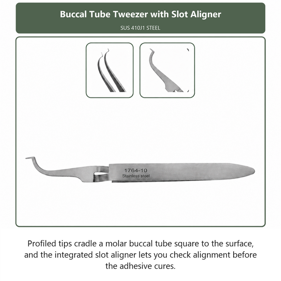 Buccal Tube Tweezer with Slot Aligner, dental instrument by InstruDental