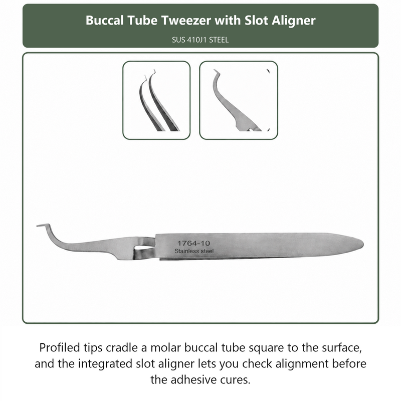 Buccal Tube Tweezer with Slot Aligner, dental instrument by InstruDental