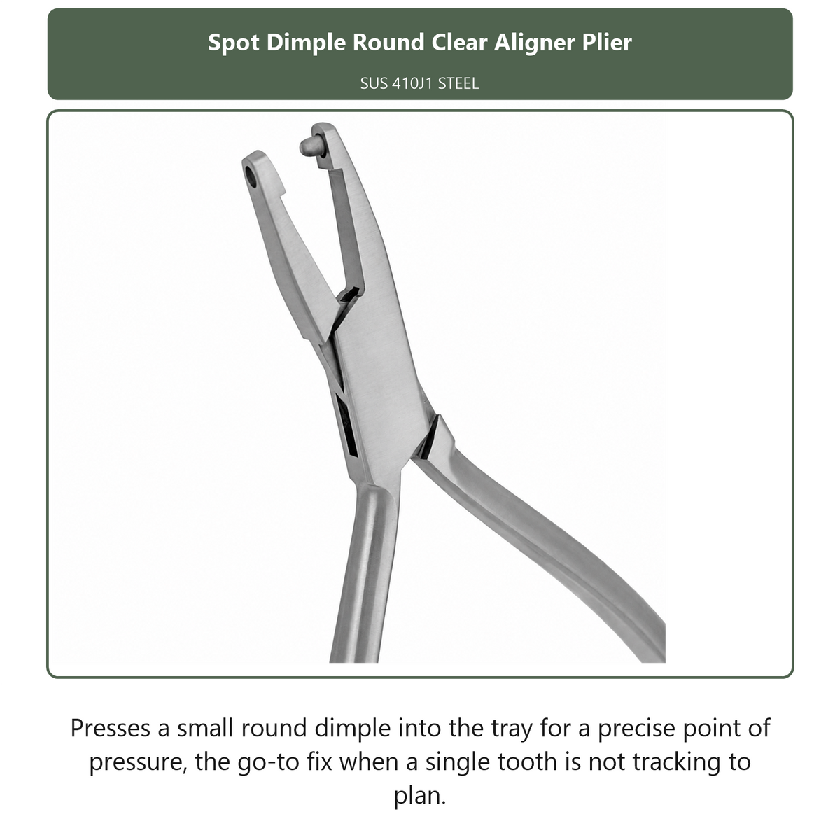 Spot Dimple Round Clear Aligner Plier, dental instrument by InstruDental
