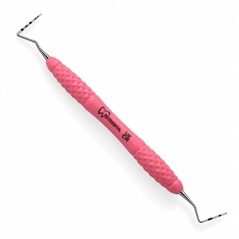 CPITN-C / UNC-15 double-ended periodontal probe with pink silicone handle