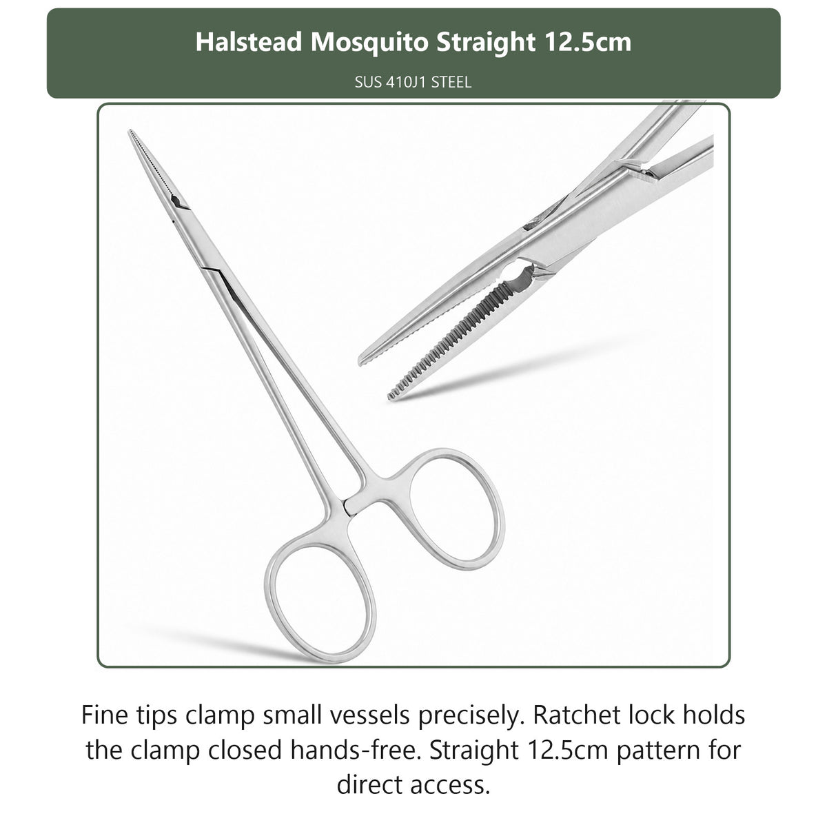 Halstead Mosquito Straight 12.5cm, dental instrument by InstruDental