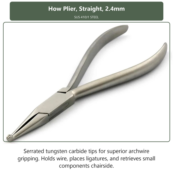 How Plier Straight 2.4mm, dental instrument by InstruDental