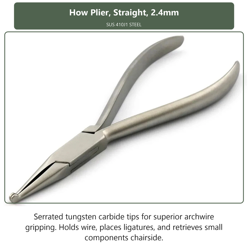 How Plier Straight 2.4mm, dental instrument by InstruDental