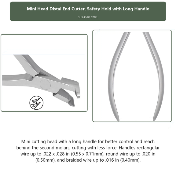 Mini Head Distal End Cutter Safety Hold with Long Handle, dental instrument by InstruDental