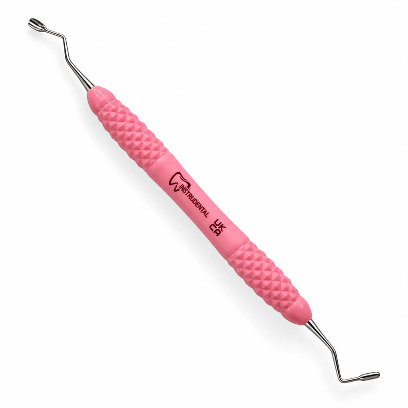 Posterior occlusal modelling instrument with pink silicone handle