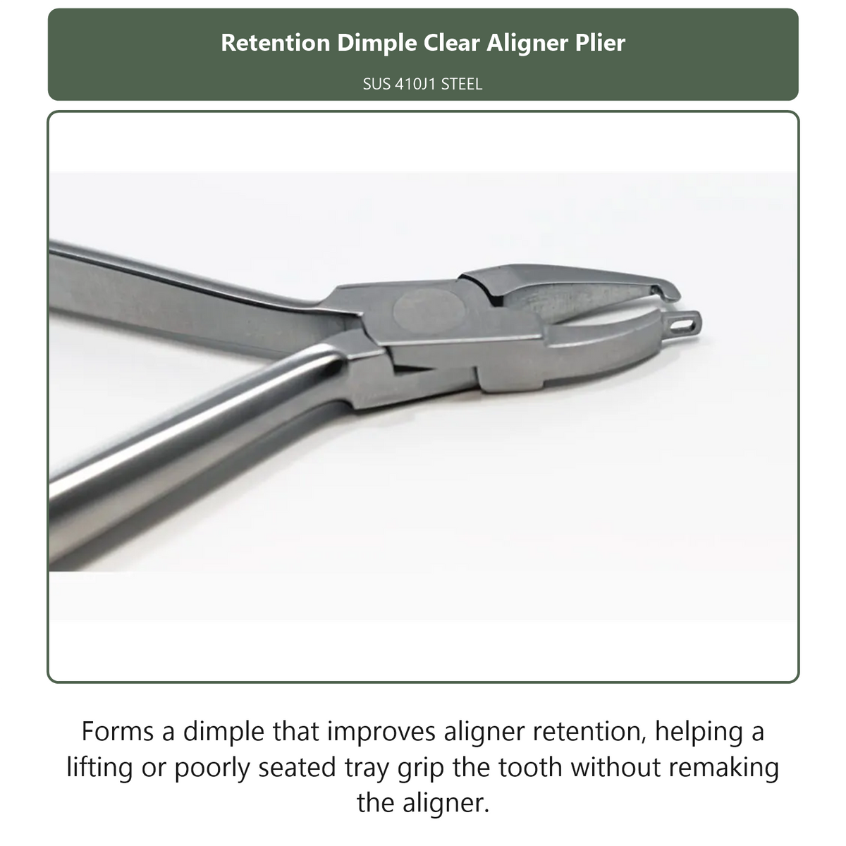 Retention Dimple Clear Aligner Plier, dental instrument by InstruDental