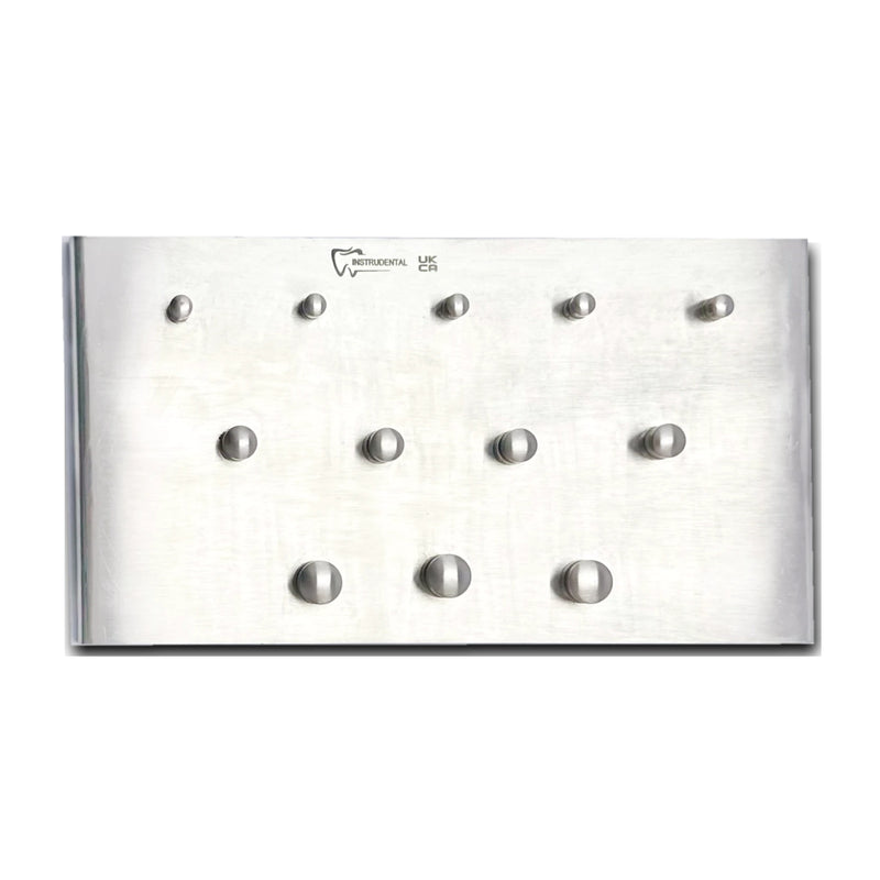 Stainless steel rubber dam clamps tray with 12 pins in three rows