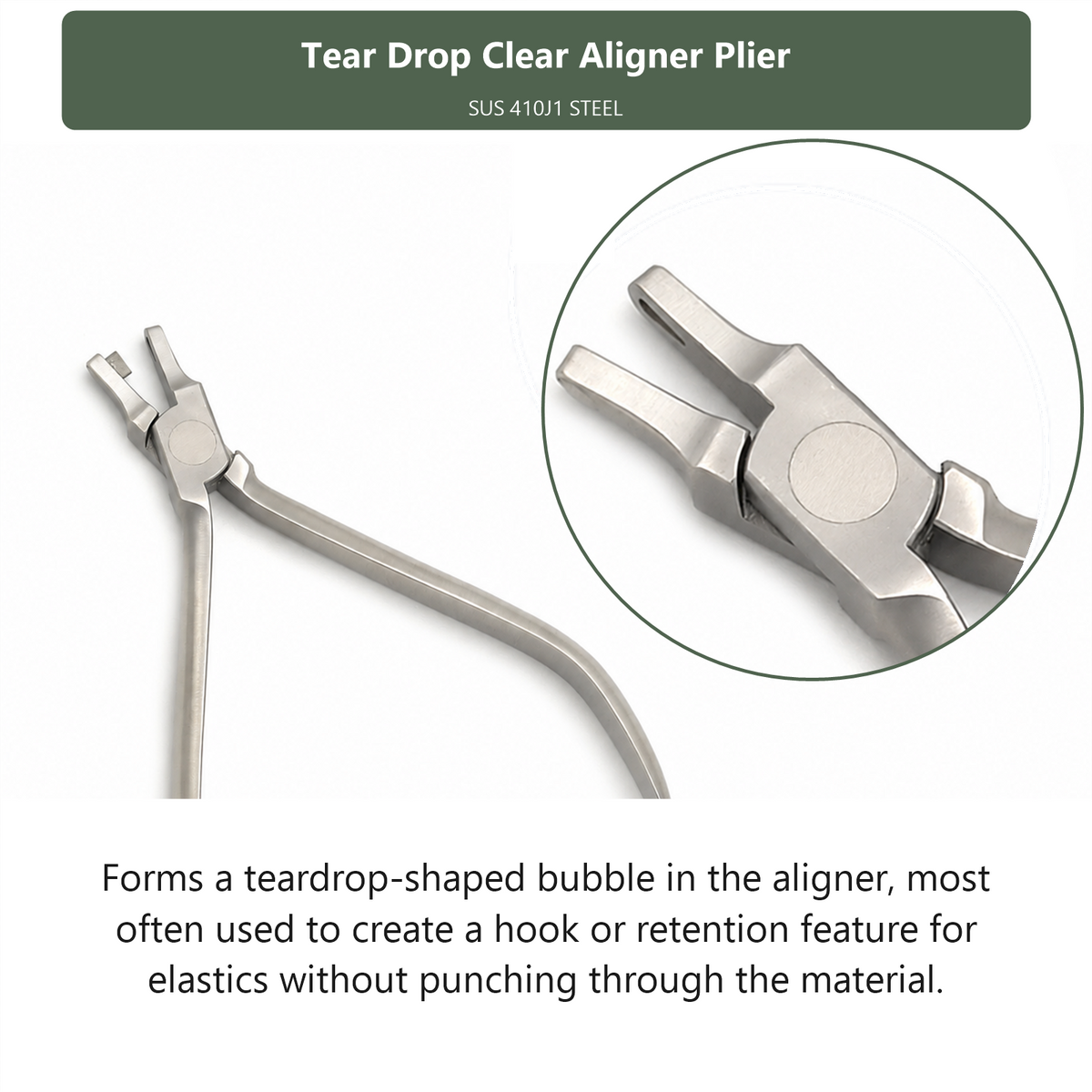 Tear Drop Clear Aligner Plier, dental instrument by InstruDental