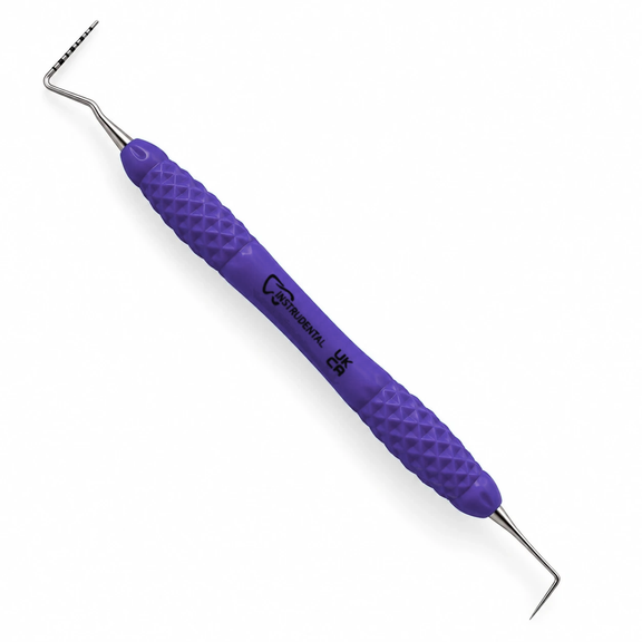 UNC-15 probe and No. 6 explorer with purple silicone handle
