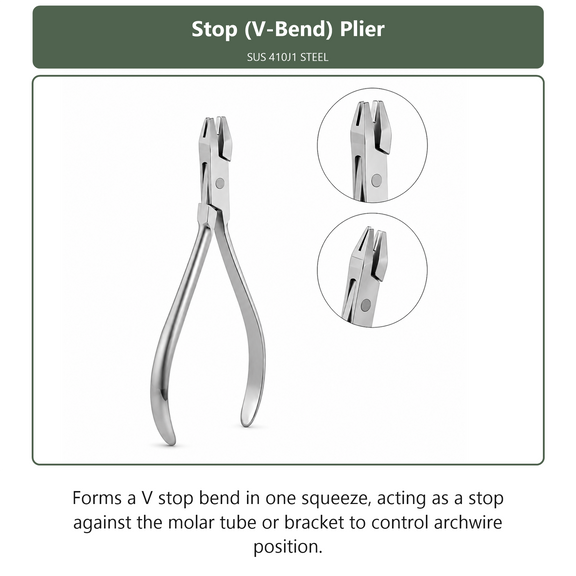 Stop V-Bend Plier, dental instrument by InstruDental