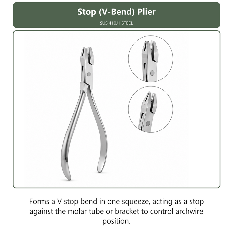Stop V-Bend Plier, dental instrument by InstruDental